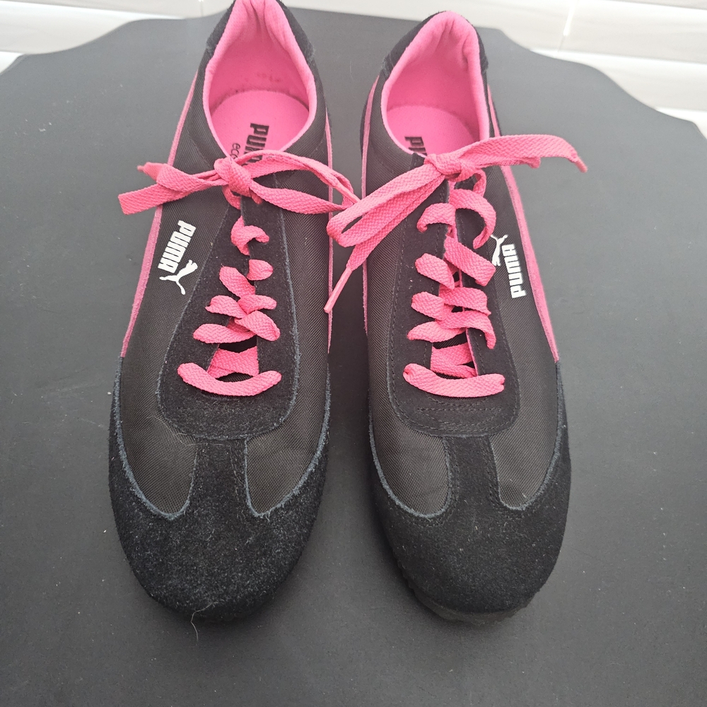 Puma Women's Black Sneakers with Pink Accents